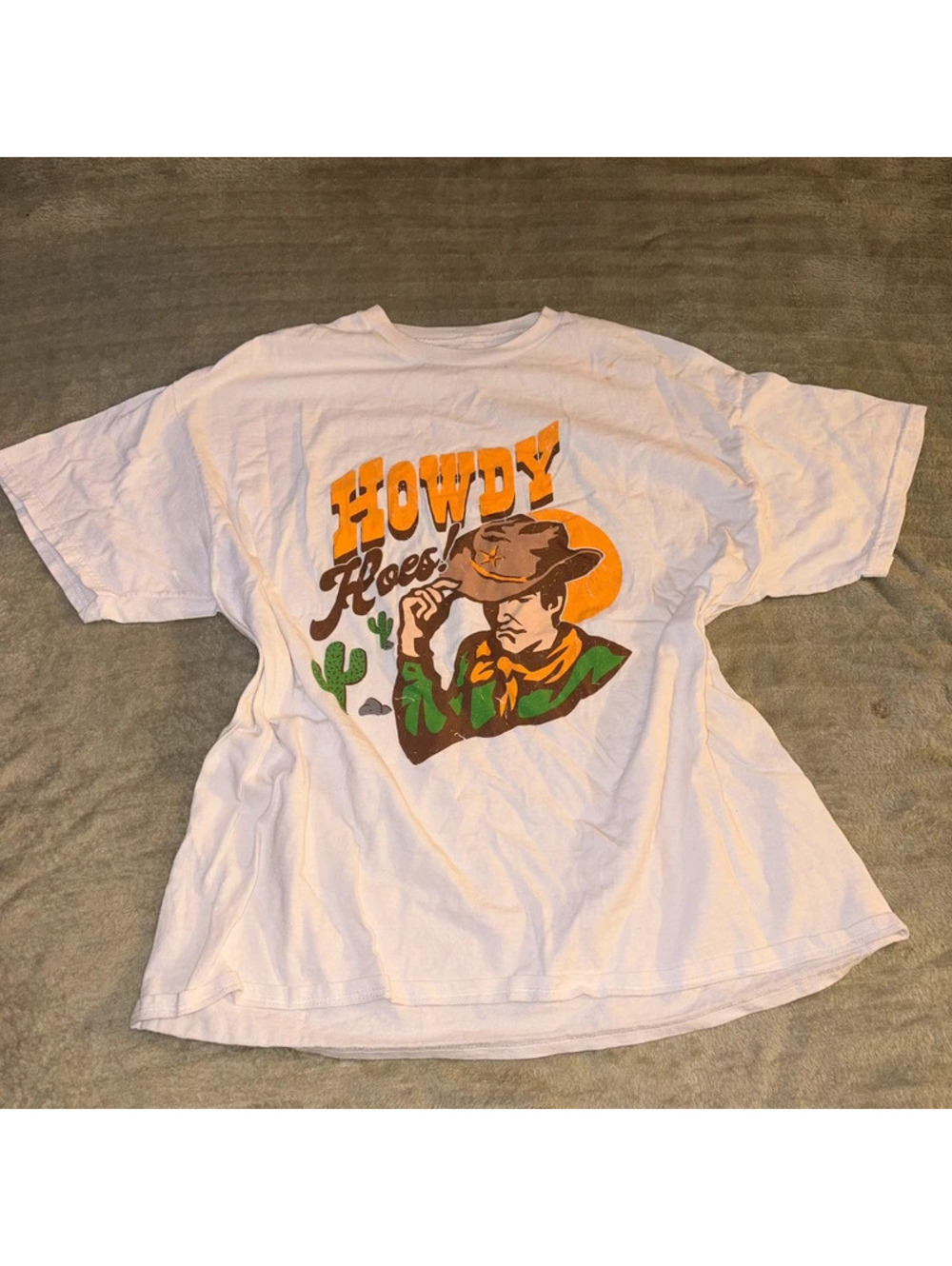White Western Graphic Tee with Howdy Hoes